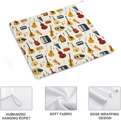 Vista 3 de Toallas de mano con estampado de instrumentos musicales retro para baño, cocina, bonitas toallas de cocina colgantes con lazo para colgar, toalla