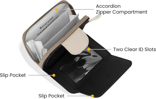 Vista 4 de Sherpani Barcelona, pequeña cartera de nailon plegable con bolsillo con cremallera para mujer, bolsa de viaje, protección RFID