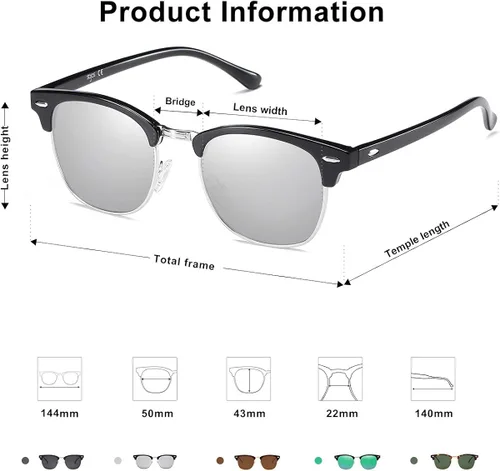 Vista 4 de SOJOS Retro Semi Rimless Polarized Sunglasses Horn Rimmed UV400 Glasses SJ5018