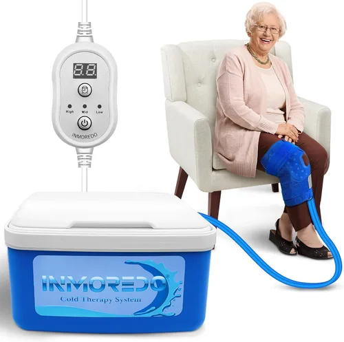 Vista 7 de Inmoredo Máquina de hielo para rodilla después de cirugía, máquina de terapia de frío para reemplazo de rodilla con temporizador programable