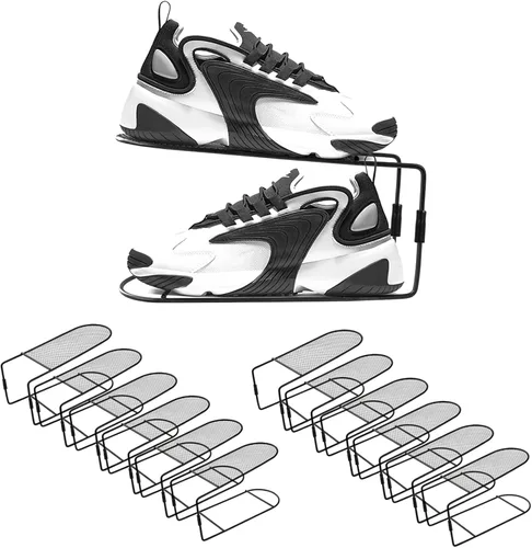 Vista 9 de CiBiZi Organizador de ranuras para zapatos, paquete de 6 organizadores de zapatos de metal, apilables, con doble capa, para un par de zapatos