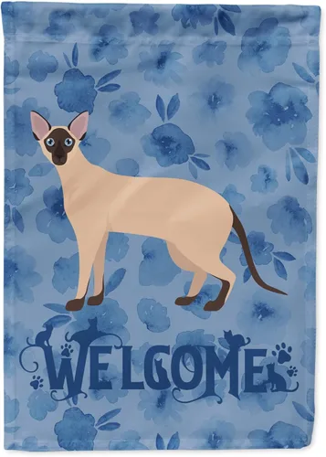 Vista 219 de Caroline's Treasures CK4813CHF - Bandera de bienvenida con gato abisinio azul, manga grande, para porche, para colgar en la pared, poliéster