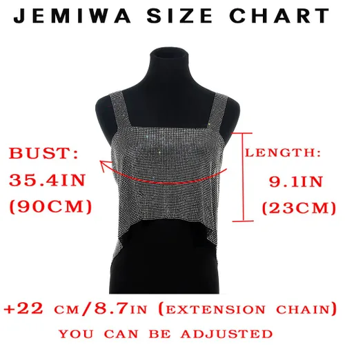 Vista 5 de Top corto de lentejuelas brillantes, bikini plateado halter de metal, cadena para el cuerpo, sin negro, playa, rave, club, cadenas de pecho