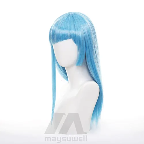 Vista 3 de Miwa Kasumi peluca Jujutsu Kaisen Water Anime azul pelo largo peluca Cosplay peluca para Halloween, fiesta, carnaval, vida nocturna, conciertos