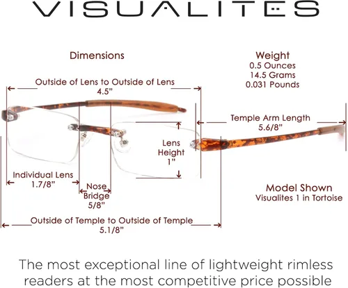 Vista 9 de Visualites Gafas de lectura ligeras sin montura para hombres y mujeres - Modelo - VIS 1 Rosa