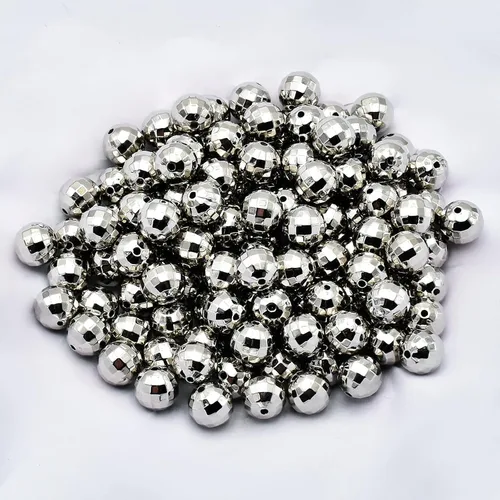 Vista 2 de 120 cuentas de bola de discoteca para hacer joyas, mini bolas de discoteca, cuentas redondas reflectantes, cuentas brillantes para pulseras
