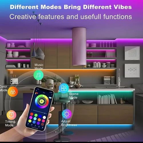 Vista 5 de Luz LED para TV, tira de luz RGB que cambia de color, tira de luz de TV con control remoto USB para TV de 32 a 80 pulgadas, instalación rápida