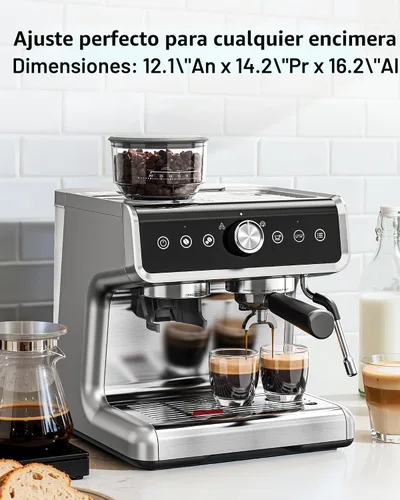 Vista 8 de EUHOMY Máquina de Espresso con Molinillo, Cafetera de 20 Bares con Varilla de Vapor para Espumar Leche, Máquinas de Café Espresso Profesionales