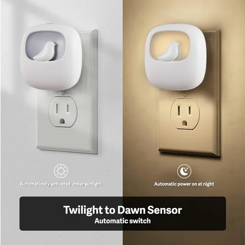 Vista 4 de VAVOFO Luz nocturna LED con sensor automático, paquete de 4, 2900-3200K blanco cálido, bonito diseño de pájaro, lámpara de noche de pared