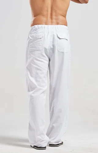Vista 3 de utcoco Qiuse - Pantalones de playa para hombre, corte holgado, pierna recta, cintura elástica, marino