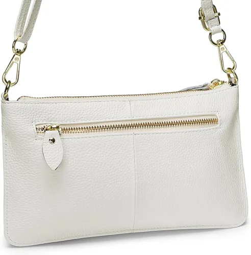 Vista 5 de YALUXE Women's Genuine Leather Wristlet Handbags Purses Clutch Wallet Bag 1- Correa de cuero blanco