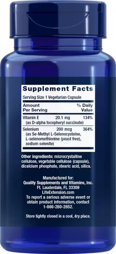 Vista 2 de Life Extension Super Selenio Complejo 200 mcg y vitamina E, 100 cápsulas vegetales (paquete de 2)