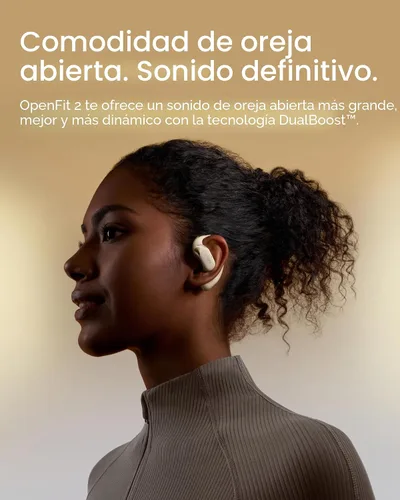 Vista 3 de SHOKZ OpenFit 2 Auriculares de Oreja Abierta, Auriculares Inalámbricos Bluetooth Verdaderos con Micrófono, Auriculares con Gancho para la Oreja