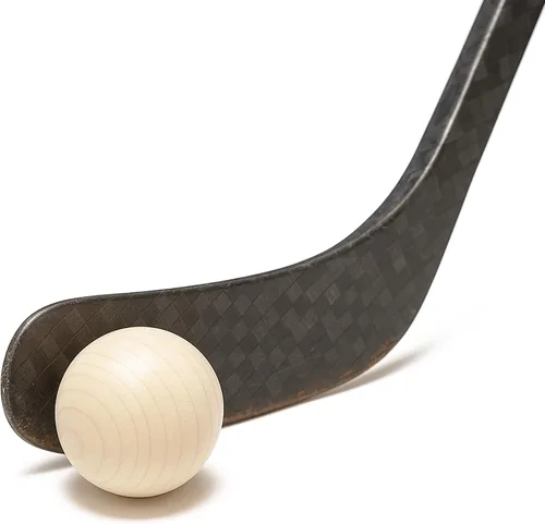 Vista 2 de Hockey Revolution Paquete de 3 pelotas suecas de manejo de palos, equipo de entrenamiento de floorball de madera dura sin rebote, para habilidades