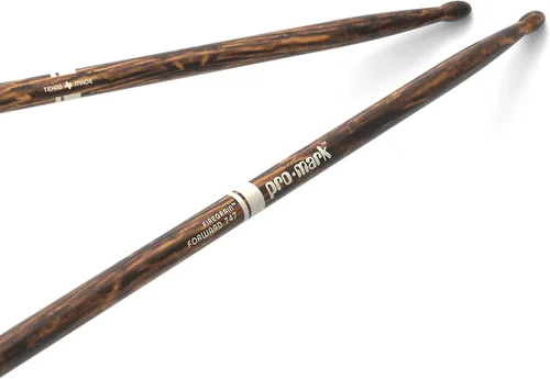 Vista 7 de ProMark Classic Forward 2B FireGrain Baquetas, baquetas con acabado lacado, TX2BW-FG, punta de madera ovalada, nogal, 1 par