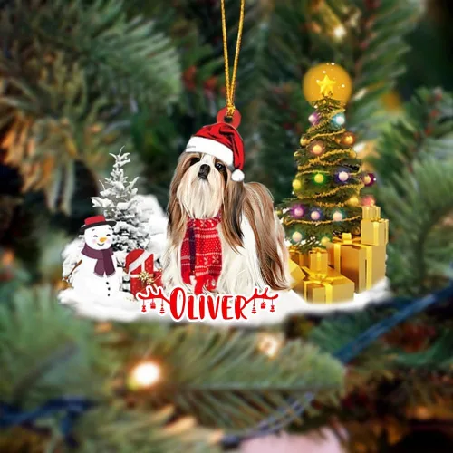 Vista 185 de NAZENTI Adorno personalizado de gato abisinio con árbol de pino, adorno de Navidad personalizado para perros amantes de las mascotas, colgante