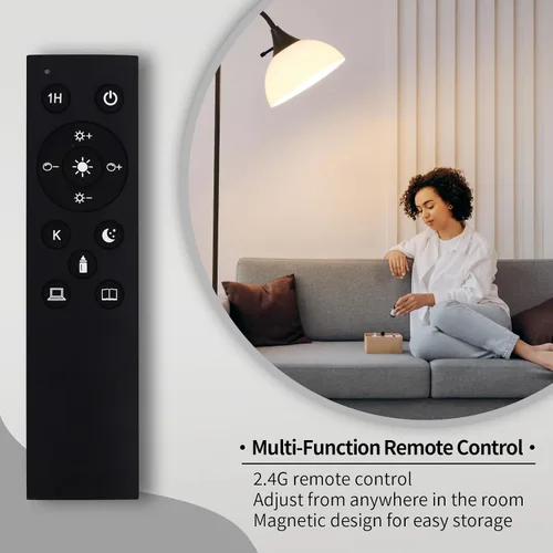 Vista 5 de Lámparas de pie para sala de estar con control remoto, brillo continuo ajustable y temperatura de color de 2700 K-6500 K, lámpara de pie ajustable