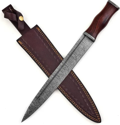 Vista 7 de Armory Replicas Cuchillo vikingo al aire libre de estilo noruego escandinavo con funda, hoja grabada