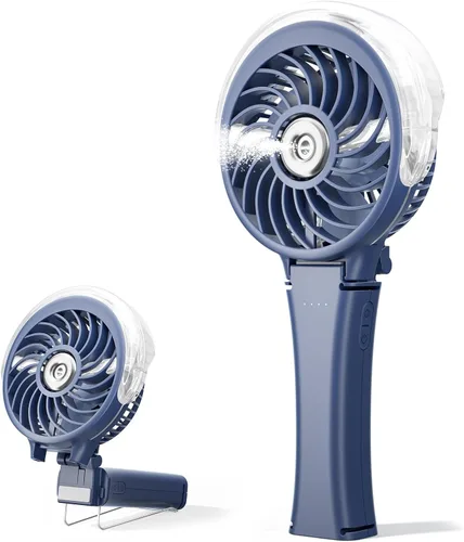 Vista 20 de HandFan Ventilador de nebulización portátil mejorado, ventilador de niebla personal recargable, ventiladores de niebla de agua en aerosol, mini Beige