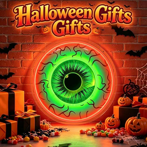 Vista 5 de Letreros de neón de globo ocular, decoraciones de Halloween, luces de neón Rojo & Verde