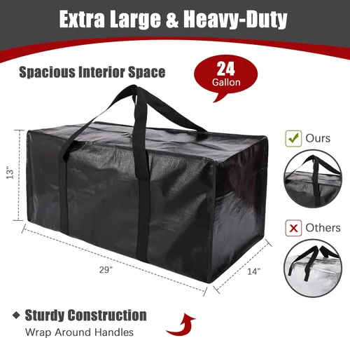 Vista 2 de PANDA JOYS Bolsas de mudanza extra grandes con cremalleras y asas de transporte, bolsa de almacenamiento resistente para ahorrar espacio, Negro
