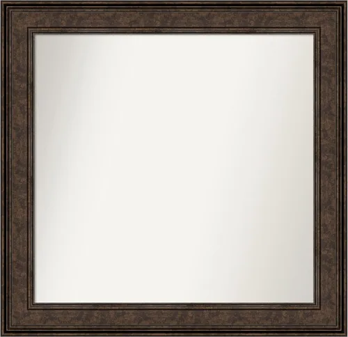 Vista 181 de Amanti Art Espejo de pared personalizado no biselado (25 x 25 pulgadas), marco de bronce acentuado, varios tamaños personalizados, espejo de baño