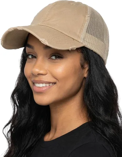 Vista 20 de Funky Junque Distressed Mesh Low Profile Trucker Hat Snapback Cap Paquete de 2: camuflaje negro y negro