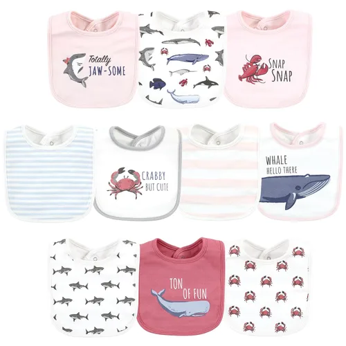 Vista 61 de Hudson Baby Baberos unisex de algodón para bebé, nube rosa, talla única (paquete de 2)
