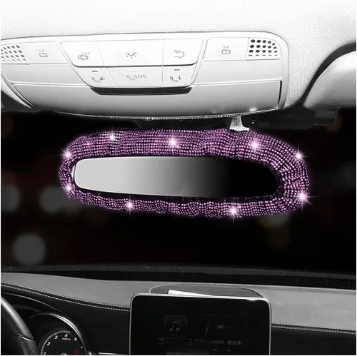 Vista 11 de Funda brillante para espejo retrovisor, protector elástico de felpa para espejo retrovisor, con diamantes de imitación brillantes decorativos