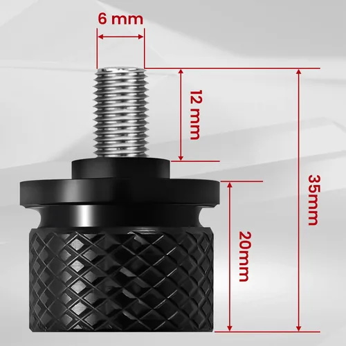 Vista 7 de Tornillo de tornillo de asiento de guardabarros moleteado de acero inoxidable negro de 1/4 "-20 roscas compatible con Harley Sportster Touring