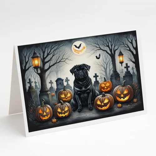 Vista 43 de Caroline's Treasures DAC2042GCA7P Golden Retriever - Tarjetas de felicitación y sobres de Halloween espeluznantes, paquete de 8 tarjetas en blanco
