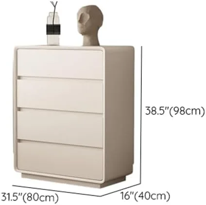 Vista 2 de LITFAD Mesita de noche moderna de estilo simple con 4 cajones de madera para dormitorio, armario de almacenamiento multifuncional para dormitorio