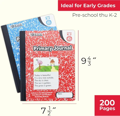 Vista 2 de BAZIC - Diario primario de 100 hojas de composición de mármol, libro de composición de mármol para preescolar, 1 grado 2, cuaderno de compilación