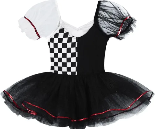 Vista 4 de Disfraz de tutú de malla con estampado de corazones para niñas y niñas, leotardos para fiesta de Halloween