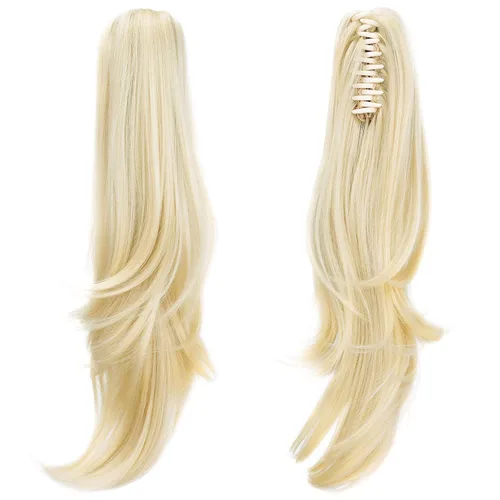 Vista 28 de Extensión de Cola de Caballo, Extensión de Cabello con Garra Larga de 20", Piezas de Cabello Sintético Ondulado Liso con Clip en Peluca de Cola