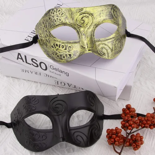 Vista 4 de FEQO 32 máscaras de mascarada, máscaras antiguas vintage venecianas