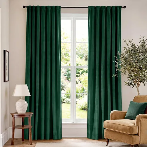 Vista 158 de Lazzzy Cortinas opacas de terciopelo beige de 84 pulgadas de largo con aislamiento térmico para oscurecer la habitación, cortinas forradas de lujo
