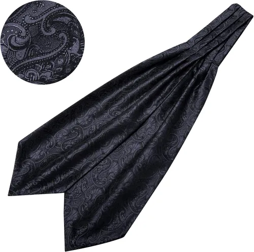 Vista 3 de BarryWang Ascot Cravat - Corbata cuadrada de seda jacquard con bolsillo para hombre