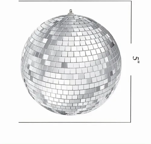 Vista 2 de Bola de discoteca de espejo de 2 unidades con cuerda adjunta para colgar anillo, refleja la luz, recuerdo de fiesta, 5 pulgadas (paquete de 2)