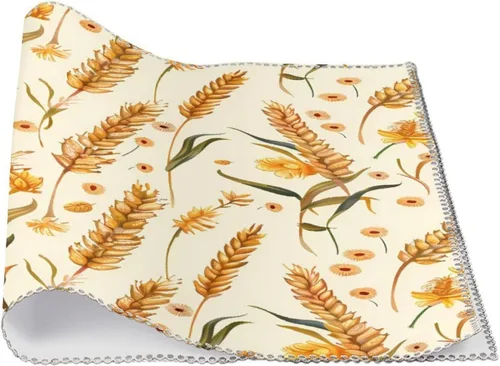 Vista 3 de Wheat Pattern Placemats Set of 6 Resistant Table Mats Washable Place Mats for Dinner Party Table Decoration