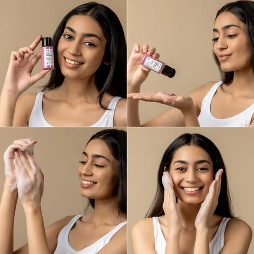 Vista 7 de BRILLARE Limpiador facial en polvo de rosa real, exfoliante facial suave con pétalos de rosa en polvo y sándalo, sin parabenos ni sulfatos, cuidado
