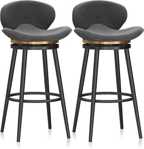 Vista 21 de Taburete de bar moderno con Patas de Metal Negro, giratorio de 360 grados, cómodo y tapizado, ideal para el hogar, bar, cocina, isla, comedor o Pub