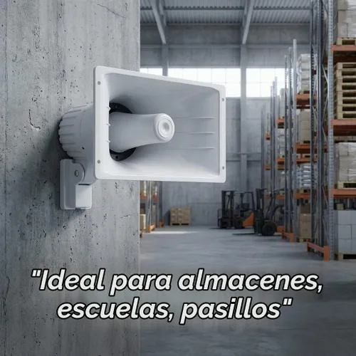 Vista 3 de QWORK Altavoz de bocina PA de 50 W y 8 ohmios - Proyección de voz clara para almacén, escuela y taller
