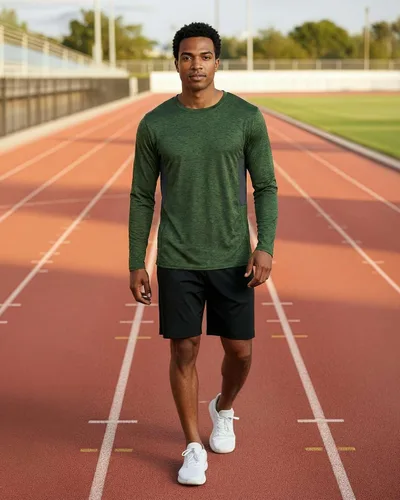 Vista 10 de Real Essentials Paquete de 4 unidades: camiseta de manga larga para hombre Dry Fit, disipa la humedad, protección solar FPU 50+ contra rayos