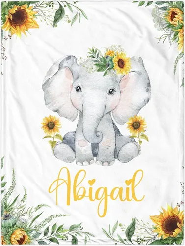 Vista 22 de J&SBGFT Manta de bebé niña personalizada, manta de recepción de elefante, regalo personalizado de artículos esenciales para recién nacidos, 30 x 40
