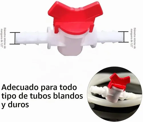 Vista 2 de Válvula de bola de púas de manguera de 1/2 pulgada para riego por goteo y acuarios (paquete de 2)