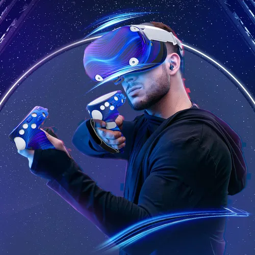 Vista 6 de Accessories for Oculus Quest 2All in One VR Headset Silicone Face CoverVR Shell CoverQuest 2 Touch Controller Grip CoverProtective Lens