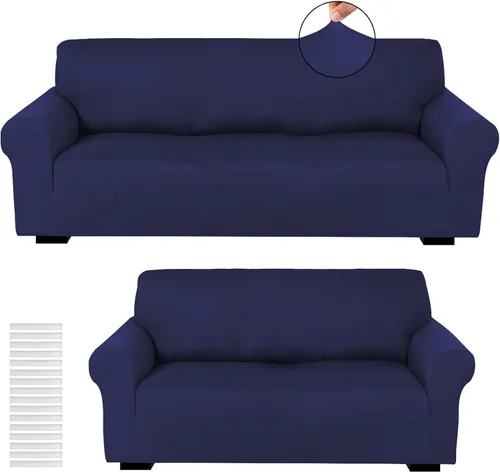 Vista 33 de Peryiter Juego de 2 fundas para sofá de dos plazas Fundas para muebles para sala de estar para sofá, sillón, ajuste elástico, a prueba de arrugas