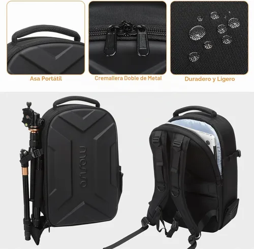 Vista 5 de MOSISO Mochila para cámara, bolsa para cámara de fotografía, funda rígida Negro