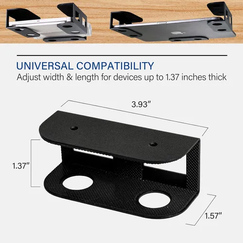 Vista 5 de BYMECOST Soporte de almacenamiento para portátil debajo del escritorio, soporte de metal para dispositivos bajo el escritorio, para dispositivos